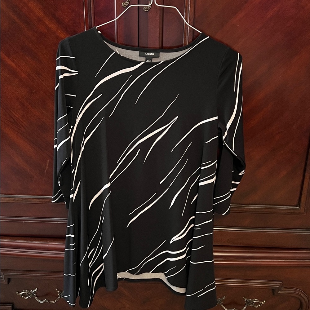 Alfani Black and White Striped Top